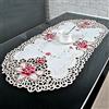 DAZZLEEX Tovaglia ovale in pizzo bianco con centrino ricamato floreale piccolo tavolo decorazione per la casa qualità 40,6 x 83,8 cm
