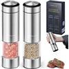 FORLIM Set macina pepe e sale elettrico, macina sale e pepe elettrico con led, con macina spezie regolabile in ceramica, acciaio inox [Set di 2]
