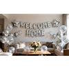 Fechy Benvenuto Casa Palloncino Welcome Home Banner con Palloncini Coriandoli a Stella per Decorazioni per Feste in Famiglia (Confezione da 24) (Argento)