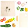 UMU® Set di taglio per verdure in legno, per bambini, giocattolo da cucina con alimenti per tagliare e accessori per la cucina dei bambini (coltello in legno, tagliere, sacchetto per verdure),