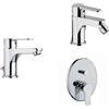 PAFFONI Composizione Blu, miscelatori lavabo, bidet e doccia con deviatore in ottone cromo di Paffoni - Cod. Articolo: BLU075CR+BLU135CR+BLU015CR