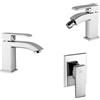 PAFFONI Composizione Level, miscelatori lavabo, bidet e doccia in ottone cromo di Paffoni - Cod. Articolo: LES075CR+LES135CR+LES010CR
