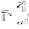 PAFFONI Composizione Level, miscelatori lavabo, bidet e vasca in ottone cromo di Paffoni - Cod. Articolo: LES075CR+LES135CR+LEC023CR