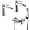 Paffoni Composizione Tango, miscelatori lavabo, bidet e vasca in ottone cromo di Paffoni