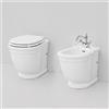 ART CERAM Sanitari Hermitage filomuro cm. 55x36 con sedile softclose in noce massello - Cod. Articolo: HEV00501+HEB00101+HEA00471