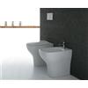 CERAMICA GLOBO Sanitari Argento filomuro rialzati cm. 57x37 con sedile avvolgente softclose - Cod. Articolo: GEA01.BI+GEA09.BI+GEA20BI