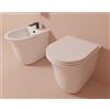 CERAMICA GSG Sanitari Flut filomuro senza brida con sedile softclose - Cod. Articolo: FLWC01000+FLBI01000+LKCOPRSLTICR000