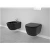 CERAMICA GSG Sanitari like sospesi senza brida neri lucidi con sedile softclose - Cod. Articolo: LKWCSO002+LKBISO002+LKCOPRSLTICR002