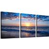 hyidecorart Quadro Moderno Soggiorno, 3 Pezzi Quadri Spiaggia Tramonto Stampe Su Tela, Decorazioni Camera Da Letto Bagno Cucina Ufficio Sala Da Pranzo Bar