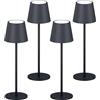 K-Bright 4 pezzi Lampada LED Dimmerabile da tavolo in alluminio,Ricaricabile 2700K luce calda Per interni/esterni Lampada da tavolo senza fili con USB ricarica (Antracite)