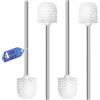 Topsky Scopino Bagno WC con manico in acciaio inox, set di 4 pezzi spazzolone WC, ideale per la pulizia del bagno (Bianco)