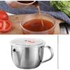 LATRAT Caraffa separatrice grassa in acciaio inox, contenitore multiuso con coperchio e pennello, separatore grasso da cucina, può essere riscaldato sul fornello a induzione, 1 l