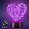 HooJtny Regalo Fidanzata Compleanno, Regali Fidanzato, Lampada 3D LED Ti Amo 16 Colori, Luce Notturna Romantica, per Lei