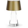Madrigal Stilosa 3 Mood - Lampada Ricaricabile Bassa da Tavolo senza fili - Luce LED Regolabile (Dimmer) con il Tocco - Casa e Ristorante - USB C - IP54 Uso Interno ed Esterno - Oro Brunito