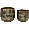 DRW Set di 2 vasi in ottone dorato, 25 x 22 e 30 x 27 cm