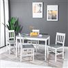 LafeuR Set da pranzo con 4 sedie, tavolo da pranzo in legno di pino per sala da pranzo, cucina, soggiorno, grigio, bianco