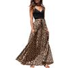 FM2018XSL Gonna Lunga Donna Stampa Leopardata, Gonna Stampata A-Line, Coulisse Plissettato, Vita Alta, Slim Fit,XL,Giallo