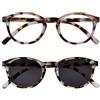 OPULIZE Zen Pacco Doppio Occhiali Da Lettura Con Lettore Sole Luce Marrone Tartaruga Piccolo Uomo Donna RS24-1T +1,00