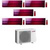 Mitsubishi Climatizzatore Penta Split Kirigamine MSZ-LN Rosso 9+9+9+9+12 con MXZ-5F102VF Inverter R-32 Wi-Fi Classe A++ ,