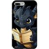 dragon.creations Custodia per iPhone 7 Plus/8 Plus Carino anime nero bambino drago sorridente lettura libro biblioteca