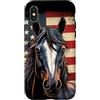 vintage creation co. Custodia per iPhone X/XS vintage bandiera americana cavallo nero arte patriottica ritratto