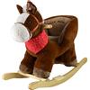 Sport One Sport1 Pony a dondolo con suoni. Cavallo a dondolo per bambini +10 mesi in peluche e legno. Effetti sonori. Dondolo bambini 68x33x50cm. Seduta comfort con schienale integrato. Marrone. Idea regalo