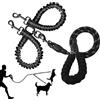 Jiakalamo Doppio guinzaglio per cani o animali da compagnia, doppia cintura anti-groviglio retrattile, rotazione a 360°, 2 divisori per guinzaglio per cani, cintura di addestramento per cani (nero)