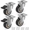 RAVN HAMAN Set di 4 ruote pivottanti per mobili da 50 mm - Ruote piroettanti con freno fino a 50 kg per ruota - Piccole rotelle girevoli in gomma - Rotolamento silenzioso e delicato sui pavimenti