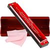 Tioamy Armonica a Bocca Harmonica Tremolo 24 Fori Harpe professionnelle Chiave di C Bocca organica diatonica con custodia per blues folk pop jazz per bambini adulti Studente regalo per principianti