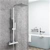AICA ITALY SRL AICA Colonna Doccia con Miscelatore Termostatico, Rubinetto Doccia 283x40mm, Soffione Doccia Quadrato in Acciaio Inox 20x20cm, Altezza Regolabile 730-1150mm, Set Doccia Completo Cromo