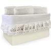 Generic Set 4 pezzi di lavette con box contenitiva POETRY SET LAVETTE - Daunex (Panna)