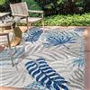 JONATHAN Y AMC100A-9 TROPICI Foglie di palma foglie interni tappeti per esterni, costieri, contemporanea, camera da letto, cucina, cortile, patio, non spargimento, grigio/blu, 270 cm X 370 cm