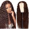 AiPliantfis Human Hair Wig Chocolate Wig Deep Wave 4x4 Lace Front Wig with Baby Hair Parrucca Donna Capelli Veri Umani Grade 8 A Brazilian Remy Hair Unprocessed Virgin Hair for Woman 10 Inch