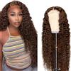 AiPliantfis 4x4 Lace Front Wig Human Hair Parrucca donna capelli veri umani Lace Wig Deep Wave with Baby Hair Bleached Knot Brazilian Remy Hair Unprocessed Virgin Hair for Black Woman 12 Inch