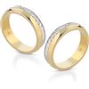 Donipreziosi Coppia Fedine Personalizzabili in Argento 925 placcate oro giallo/bianco bicolore con Incisione Nome e Data - 2 Anelli Fidanzamento Lui e Lei - Fedina Personalizzata Idea Regalo Uomo Donna (Coppia)