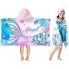 SearchI Asciugamano Poncho con Cappuccio Personalizzato per Bambini,Telo Mare con Cappuccio con Nom in Morbido Microfibra Assorbente per Ragazzi e Ragazze-76x127cm,Con Motivo a Sirena
