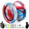 MAGICYOYO V6 Yoyo Professionale Reattivo & Non Reattivo | Yo-yo Metallo per Bambini e Adulti | Da Principianti a Avanzati + Guanto + 12 Corde + Borsa + Strumento di Rimozione | Rosso e blu e argento