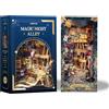 Mkitnvy Book Nook - Kit fai da te, casette delle bambole in miniatura, per casa, vicolo notturno, con protezione anti-polvere, puzzle in legno 3D