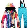 WYOUTDOOR Tuta da Sci da Donna Inverno Giacca E Pantaloni da Sci Colorato Snowboard Completo Giacca E Pantalone con Bretelle Tuta da Sci Impermeabile con Cappuccio Giacca Tuta da Neve,Light Blue,M