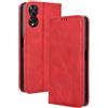 COMAKU Cover TCL 505, Custodia a Portafoglio Pelle con Supporto e Chiusura Magnetica - Rosso