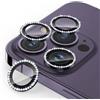 SPARIN 4 Pezzi Pellicola Protezione Fotocamera per iPhone 14 Pro / 14 Pro Max, Vetro Temperato Pellicola Protettiva Lente Telecamera con Lega di Alluminio - Glitter Violetto