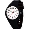 Alienwork Orologio Uomo Donna Nero Bracciale in Silicone Bianco Tempo di Lettura Facile Impermeabile 5 ATM Cinturino Silicone Leggero Impermeabile