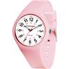 Alienwork Orologio Donna Pink Bracciale in Silicone Bianco Tempo di Lettura Facile Impermeabile 5 ATM Cinturino Silicone Leggero Impermeabile