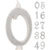 IDEGOS Candelina a numero 0 bianca con Glitter Argento 10 cm IDEGOS