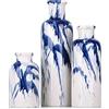 QIANLING Set di 3 vasi in ceramica blu - Vaso decorativo blu navy e bianco per centrotavola, casa colonica e decorazioni per la casa - Ideale per soggiorno, cucina, camera da letto, tavolo da pranzo e ufficio