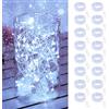 btfarm 16 Pacchi Stringa Luci LED a Batteria, 2M 20LED Mini Lampada Decor a Batteria Filo Di Rame, IP65 Impermeabile Catena Luminos Lucine DIY per Esterni Interni Natale Matrimoni, Bianco Freddo