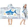 SearchI Asciugamano Poncho con Cappuccio Personalizzato per Bambini,Telo Mare con Cappuccio con Nom in Morbido Microfibra Assorbente per Ragazzi e Ragazze-76x127cm,Con Motivo a Squalo