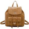 QUEEN HELENA Zaino Grande Capiente con Borchie Comodo Leggero Morbido Donna M1004 (Marrone)