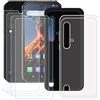 TTJ Custodia per Blackview BV9900 PRO, Nero + Trasparente Morbido TPU Silicone Case Gel Sottile Cover + [4 Pezzi] Pellicola Protettiva in Vetro Temperato per Blackview BV9900 PRO (5,84)
