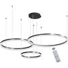WayLuoung LED Lampadario Metallo | 3 Cerchi 40+60+80cm | 90W Lampada Sospensione Soffitto Anelli, Telecomando Dimmerabile 3000-6000K, Lampada Sospensione Paralume Acrilico Soggiorno Camera Letto【Nero】
